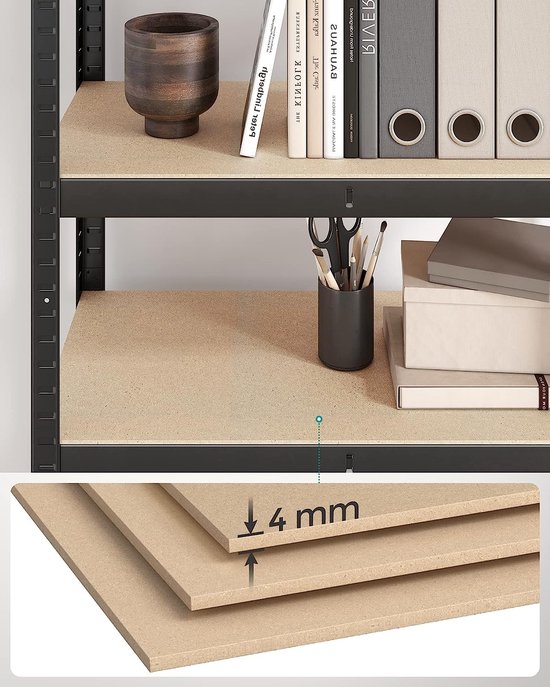 Planken Inrial-rek met 4 niveaus, zwart zwaar uitgevoerd stalen gelast opbergrek, per plankbelasting 400 lbs, in hoogte verstelbaar (kleur: A, maat: 200 * 50 * 200 cm) (A 120 * 50 * 200 cm