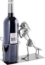 BRUBAKER Wijnfleshouder Vrouwelijke Zangeres - Metalen Sculptuur Flessenstandaard - 19 cm - Wijngeschenk voor Muzikanten en Muziekfans - met Wenskaart