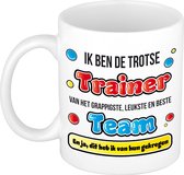 Bellatio Decorations cadeau mok voor trainer - grappig - keramiek - 300 ml