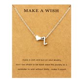 Initiaal Ketting met Letter Z Zilverkleurig - Met letter & Hartje! - Naam Ketting Cadeau - Geluksketting op Kaartje - Pax Amare