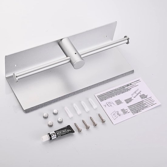 DABSTORY Toiletpapierhouder, papierrolhouder, zwart, wc-rolhouder, DIARA, papierhouder met legplank