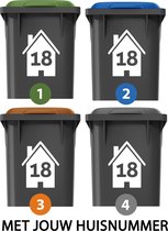 Container stickers XL - Voordeelset 4 stuks - 19x23 cm - Container / Kliko sticker huisnummer - afvalcontainer sticker - klikosticker - Huis