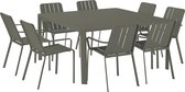 NATERIAL - Tuinmeubelset 8 personen IDAHO - Tuintafel 97/149x149x76 cm - Uitschuifbare tafel - Set van 8 tuinstoelen met armleuningen - Stapelbaar - Zitgroep - Tuinset - Aluminium - Donkergroen