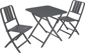 NATERIAL - Salon de jardin 2 personnes IDAHO - table de jardin 75x75x75 cm - table pliante - lot de 2 chaises de jardin - chaise pliante - salon de balcon - salon - salon de jardin - aluminium - gris foncé