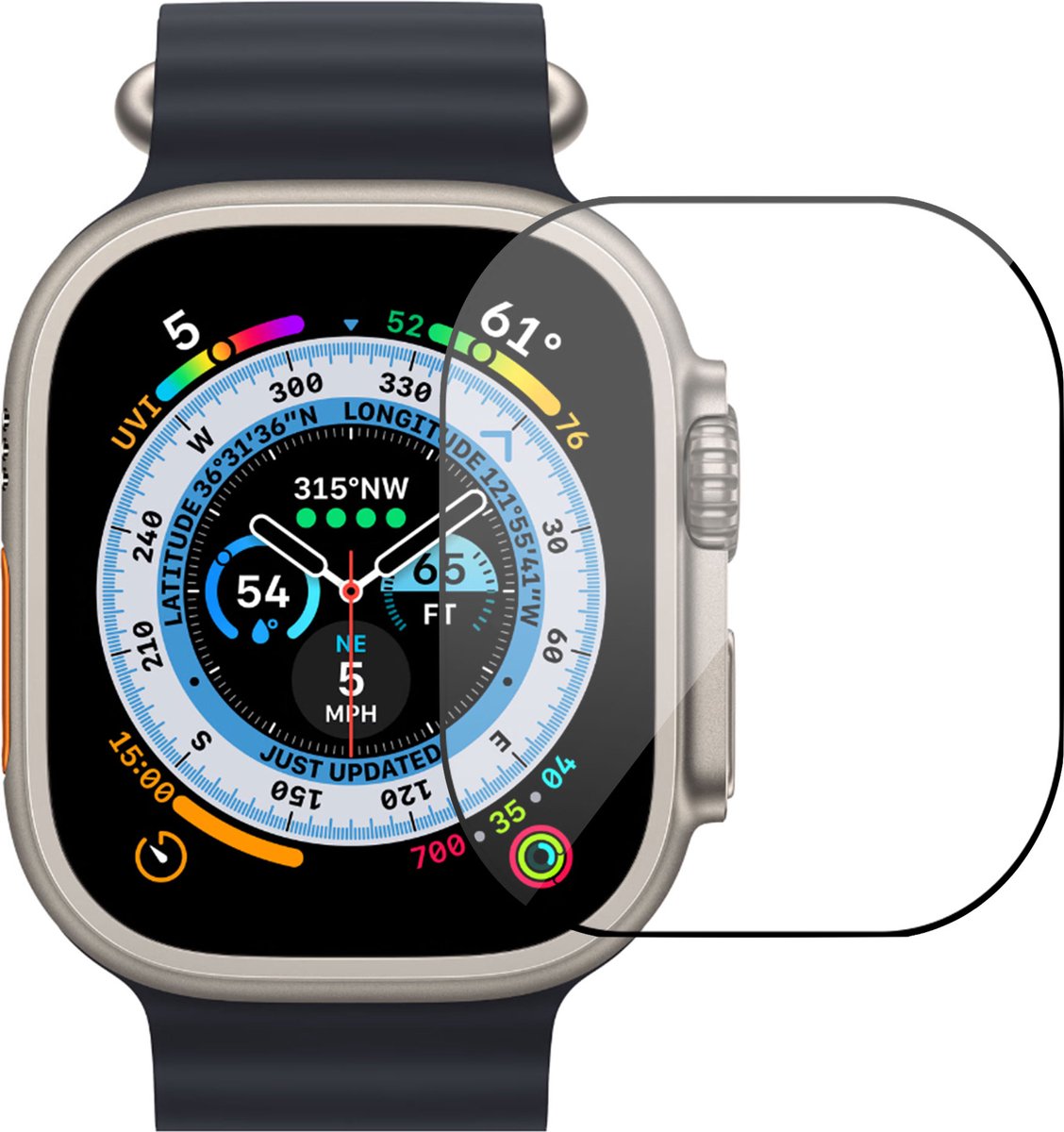 Screenprotector geschikt voor Apple Watch Ultra / Ultra 2 49mm - Folie Screen Protector geschikt voor Apple Watch Ultra / Ultra 2 49mm