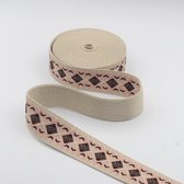 5 meter Geometrisch "X" Tassenband, Breedte 40MM, Kleur 385 BEIGE/ROZE