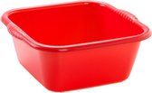 Kunststof teiltje/afwasbak vierkant 6 liter rood - Afmetingen 31 x 29 x 13 cm - Huishouden