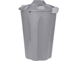 Bellatio Wasmand - kunststof - grijs - deksel - 40 liter - Wasmanden/wasgoedmanden - Huishouden