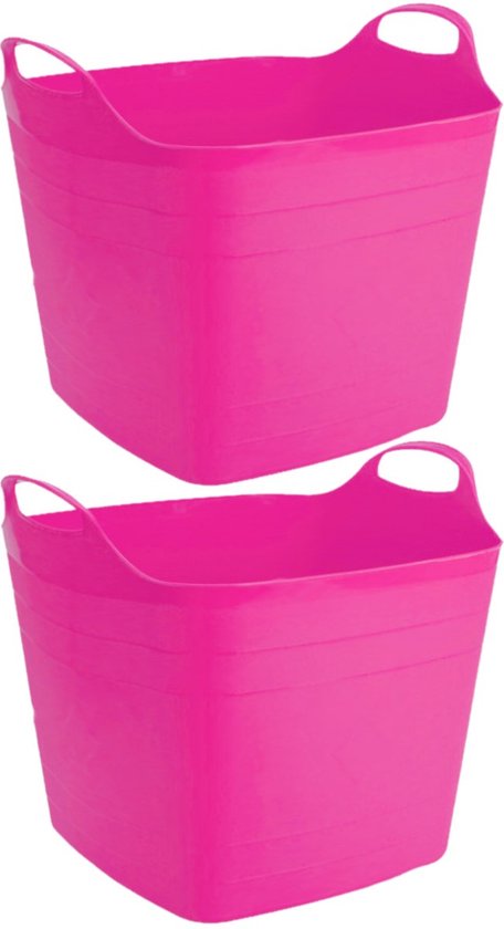 Flexibele kuip emmer/wasmand vierkant fuchsia roze 40 liter - 42 x 42 cm |  bol.com