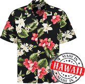 Hawaii Blouse Mannen - Shirt - Hemd - 100% Katoen - Overhemd Heren Korte Mouw - Made in Hawaii "Tropische Bloemen" Maat S