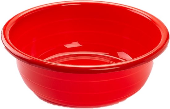 Foto: Grote kunststof teiltje afwasbak rond 11 liter rood afmetingen 37 x 37 x 18 cm huishouden