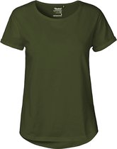 Dames Roll Up Sleeve T-Shirt met ronde hals Military - L
