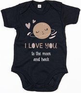 Bébé Romper Moon - 3-6 mois - Zwart - Barboteuses pour bébé avec texte