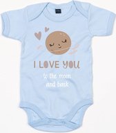 Baby Romper Moon - 3-6 Maanden - Dusty Blue - Rompertjes baby met tekst