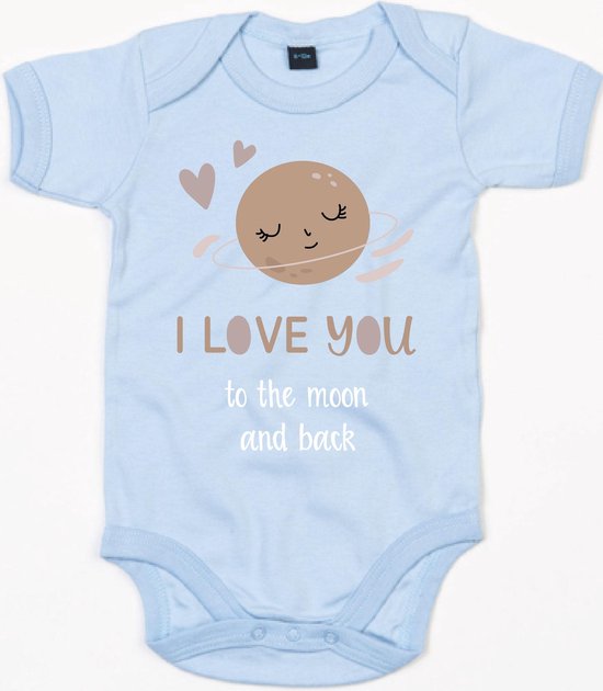Bébé Romper Moon - 3-6 mois - Dusty Blue - Barboteuses pour bébé avec texte