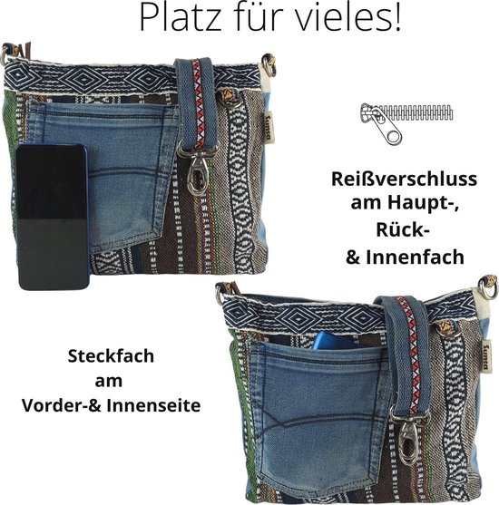 Sunsa schoudertas gerecycled jeans & canvas - Ditha Bonita