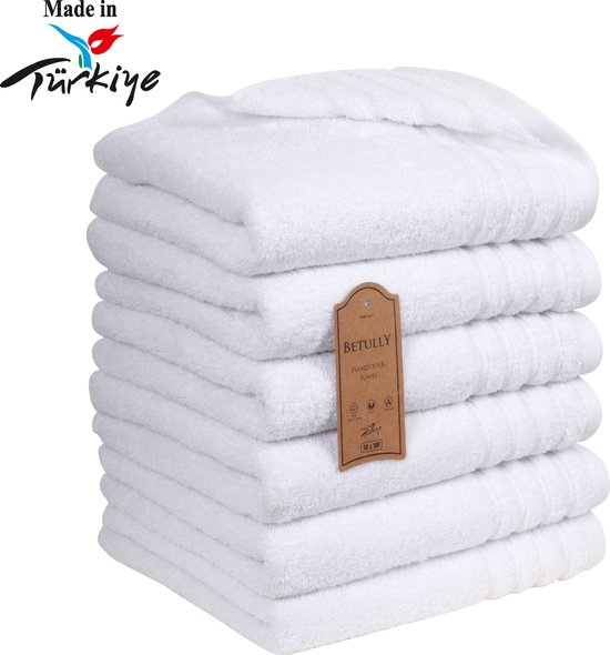 Veehaus Magti - Handdoeken 50 x 100 cm - set van 6 - Hotelkwaliteit – Zware kwaliteit 500 g/m2 Wit