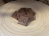 Chocolaatjes met getal 50 voor verjaardag of jubileum | 32 stuks melkchocolade | Chocolade cadeau | Ambachtelijke Belgische Callebaut Chocolade | 50 jaar