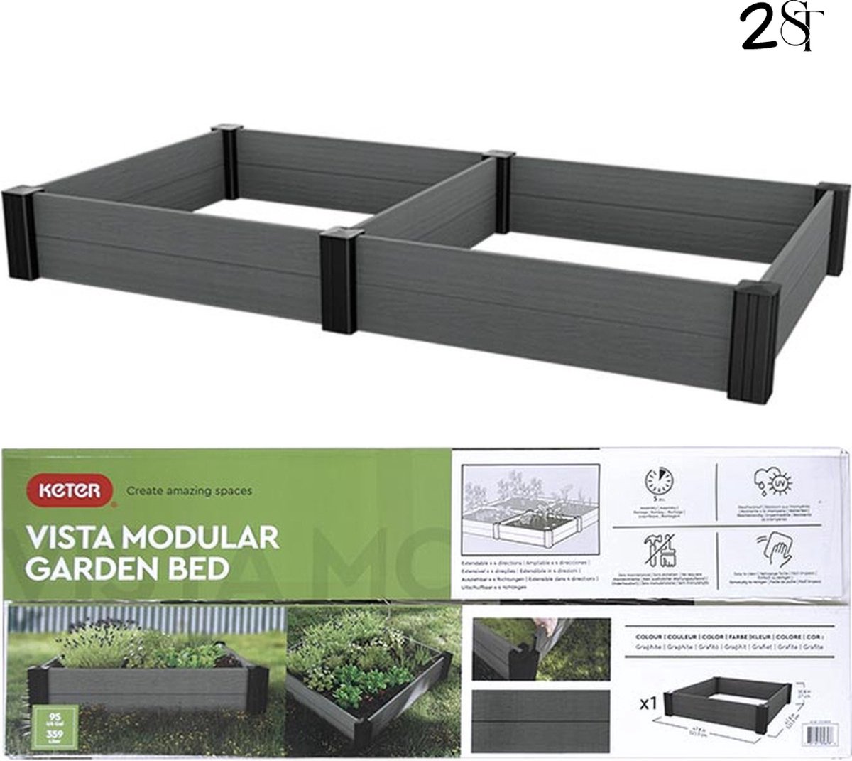 Goosacyon Verhoogd tuinbed 3 x 3 meter tuinverdeeld verhoogd groentebed vilten plantenbakken rechthoek voor planten bloemen fruit kruiden groenten