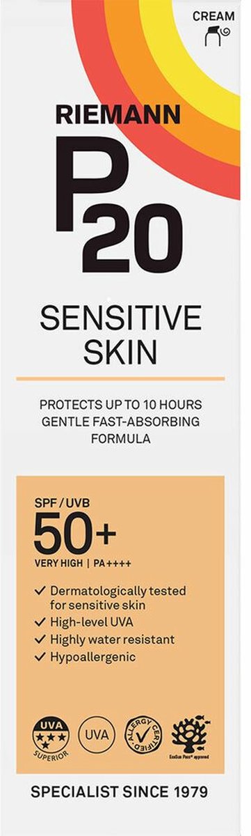 P20 Sensitive Skin SPF 50+ - Zonnebrand gevoelige huid - factor 50+ - 100 ml
