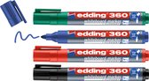 edding 360 Marqueur pour tableaux blancs - multi-couleur - étui de 4 stylos - pointe ronde 1,5-3 mm - feutre effaçable - pour tableaux blanc, magnétique, mémo et chevalet de conférence - rechargeable