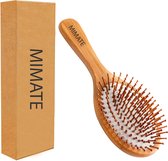 MIMATE Bamboe Haarborstel - Biologisch - Geschikt Voor Alle Haartypen - Zero Waste - Milieuvriendelijk - Antistatisch - Massagefunctie - Waterproof