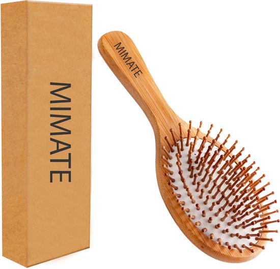 MIMATE Haarborstel - Bamboe - Haarborstel Antiklit - Haar Borstel - Haarborstel Rond - hoofdhuid massage borstels