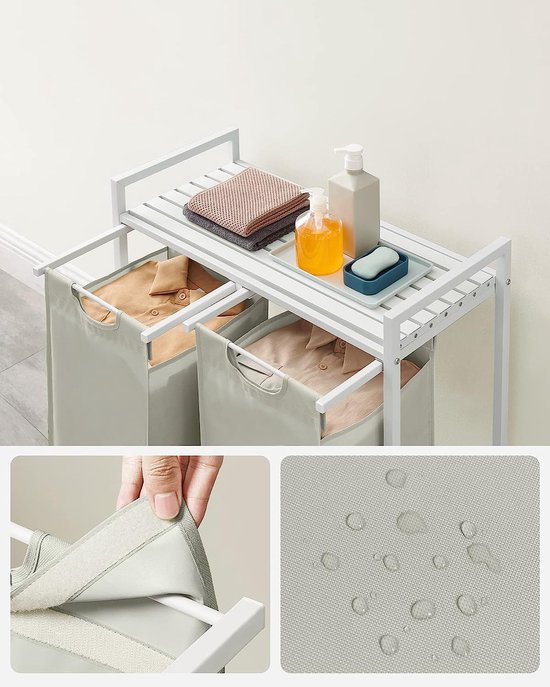 Industriële wasmand met planken - staande wasmand met 2 uittrekbare