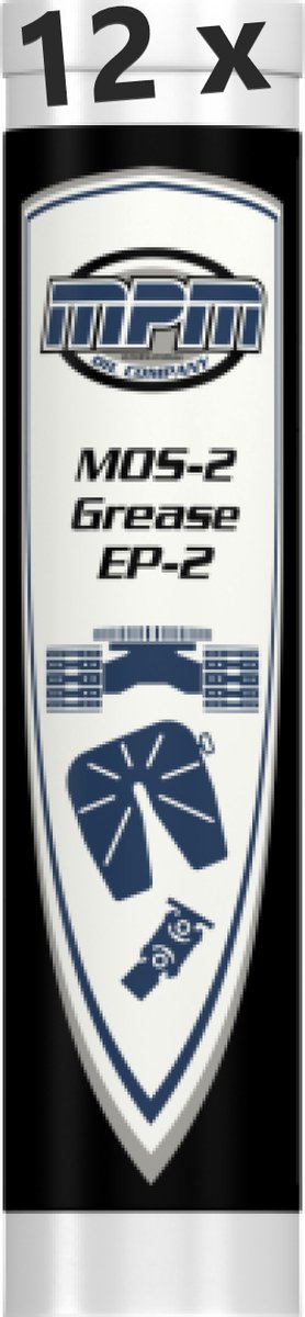 Vetpatroon met MPM mos2 grease Ep2 Smeervet - 12 stuks