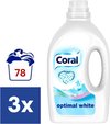 Coral Optimal White Vloeibaar Wasmiddel - 3 x 1,25 l (78 wasbeurten)