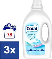 Lessive Liquide Coral Optimal White - 3 x 1,25 l (78 lavages)