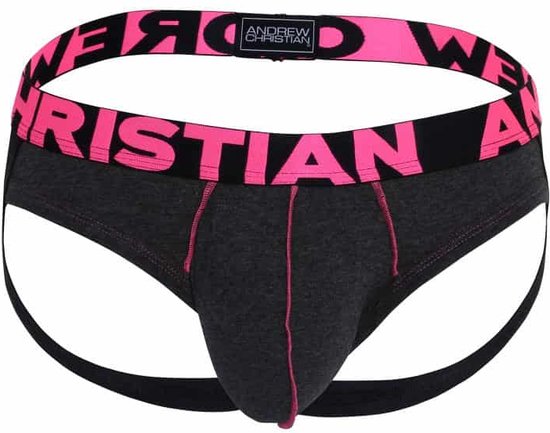 Andrew Christian Show-It Jock Charcoal - MAAT L - Heren Ondergoed - Jockstrap voor Man - Mannen Jock