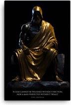 A gem cannot be polished without friction - Seneca - Canvas | 60 x 90 cm | Stoic | Motivatie | Quote | Stoicism | Filosofie | Discipline | Masculinity | Woonkamer | Kantoor | Wanddecoratie