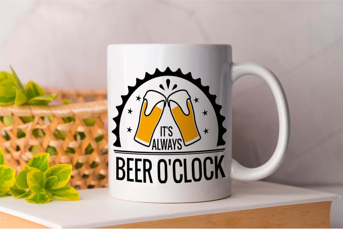 Mok It's Always Beer O'Oclock - Bier- Beer - Party - Dads - Man - Feest - Cheers - Friends - Vrienden - I Need Beer - It's Time To Drink - Football - American Football