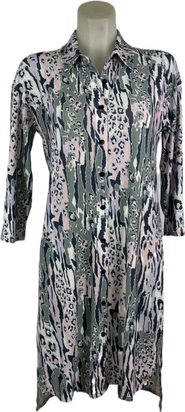 Angelle Milan – Travelkleding voor dames – Lila/Groene Jurk – Ademend – Kreukherstellend – Duurzame jurk - In 5 maten - Maat L