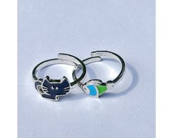 GoedeDoelen.Shop | Ringen set Cat Fish | Set Van 2 Ringen | Katten Ring | Poezen Ring | In Maat Verstelbaar | Unisex | Zwerfdierenwelzijn | Vriendschapsringen | Zwerfkatten TNR Project | Zwerfdieren TNR Project | Ringenset | Wellness-House