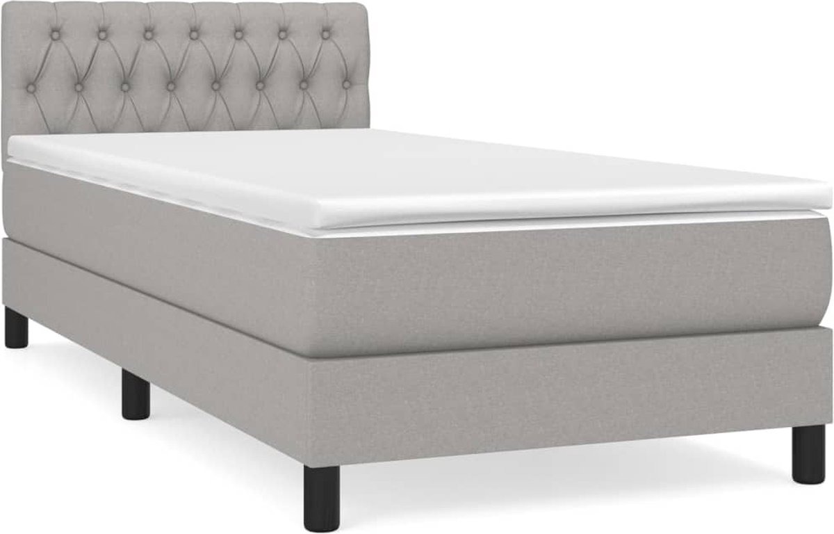 vidaXL - Boxspring - met - matras - stof - lichtgrijs - 90x190 - cm