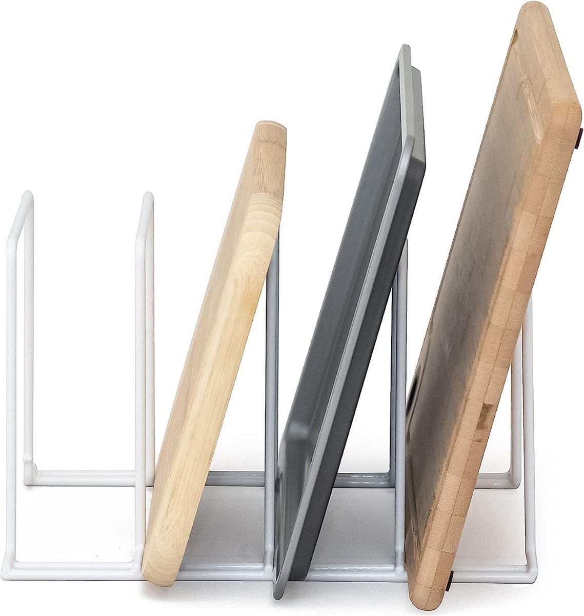 Bakplaat en snijplank Rack Pan Storage Kitchen Cabinet Organizer wit kunststof gecoat staal