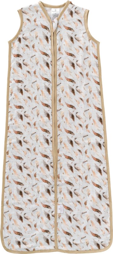 Cottonbaby Slaapzak zonder mouw - zomer - 80 cm - katoenen hydrofiel - Moody feathers
