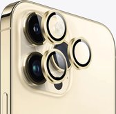 Screenz® - Camera lens protector geschikt voor iPhone 12 Pro Max - Screenprotector - Beschermglas - Glasplaatje geschikt voor iPhone 12 Pro Max - Goud - 3 stuks