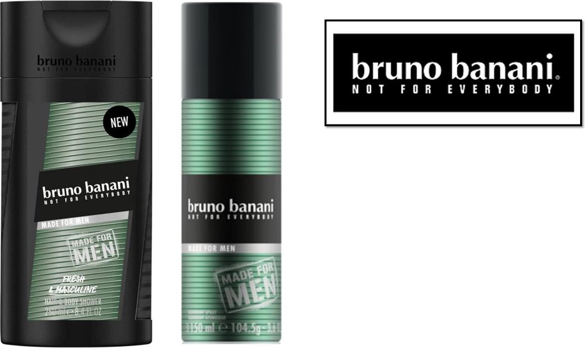 Bruno Banani Made for Men - Douchegel Flacon 250 ml & Deodorant Bodyspray 150 ml