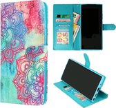 Casemania Hoesje Geschikt voor Oppo A57 4G & A57S 4G met Mandala Print - Portemonnee Book Case - Kaarthouder & Magneetlipje