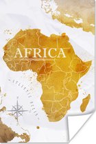 Wanddecoratie - Wereldkaart - Afrika - Goud - 40x60 cm - Poster