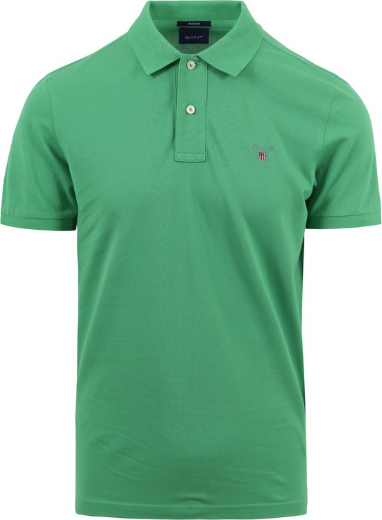 Gant - Polo Basic Mid Groen - Regular-fit - Heren Poloshirt Maat L