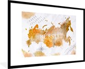 Fotolijst incl. Poster - Rusland - Wereldkaart - Verf - 90x60 cm - Posterlijst