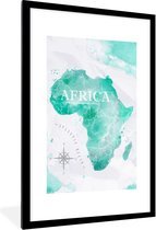 Fotolijst incl. Poster - Wereldkaart - Kleuren - Afrika - 60x90 cm - Posterlijst