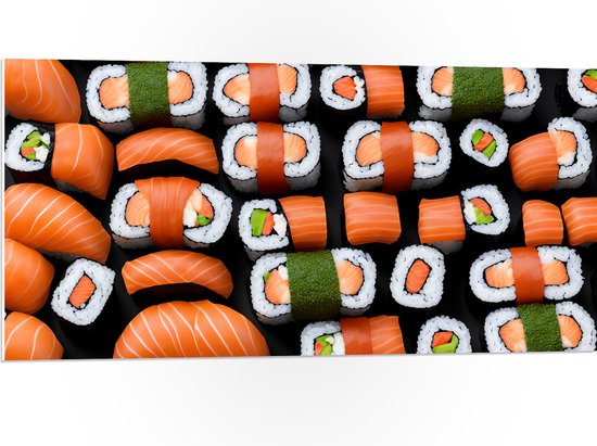 PVC Schuimplaat- Patroon van Verse Japanse Sushi - 100x50 cm Foto op PVC Schuimplaat