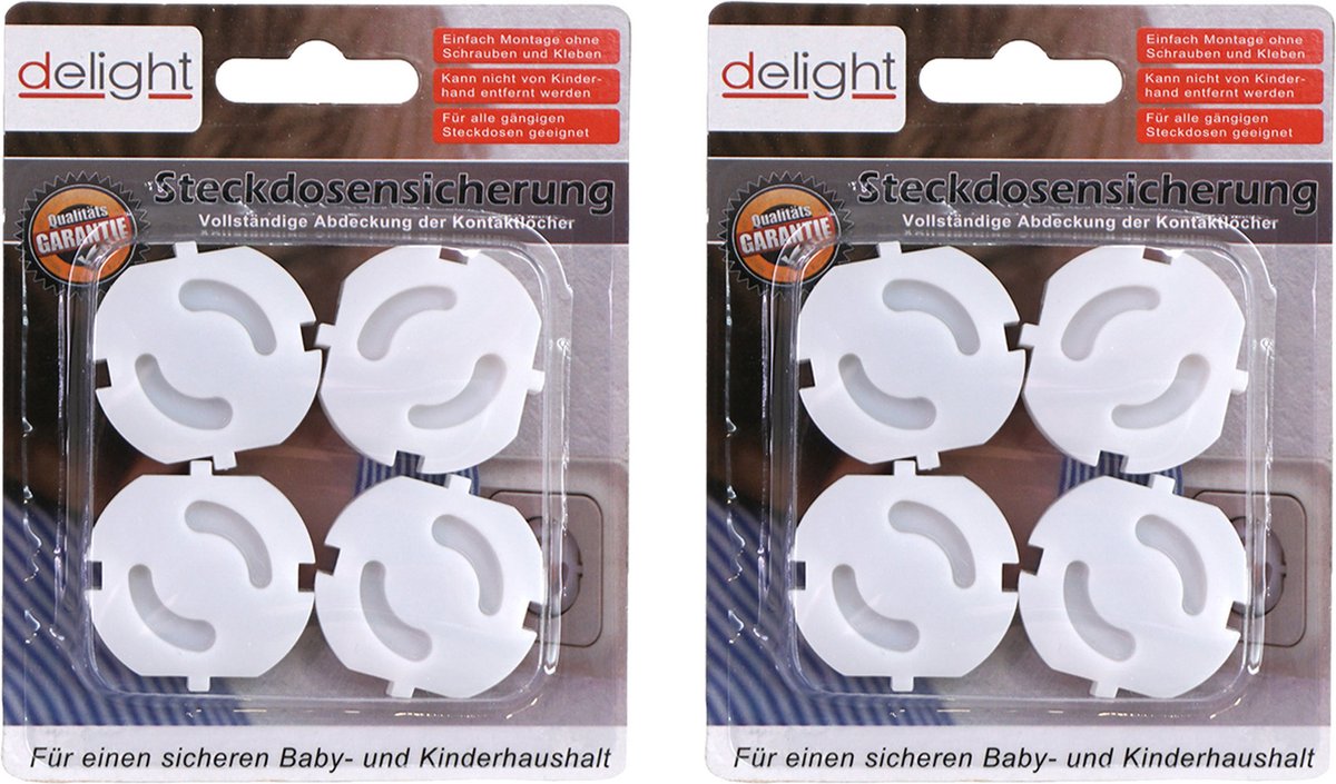 Delight Stopcontactbeveiliging- 8x - wit - stopcontactbeschermers kinderbeveiliging