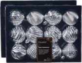 Boules de Noël décorées Decoris - 24x - 6 cm - plastique - argent