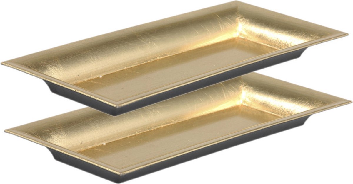 Othmar Decorations kaarsenbord/plateau - 2x - goud -28 x 12 cm -kunststof